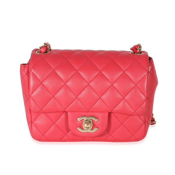 Chanel Dark Pink Quilted Lambskin Mini Square Flap Bag - Picture 1 of 7